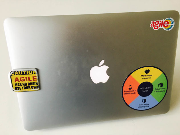 The back of my mac - with the 'modern agile' sticker.