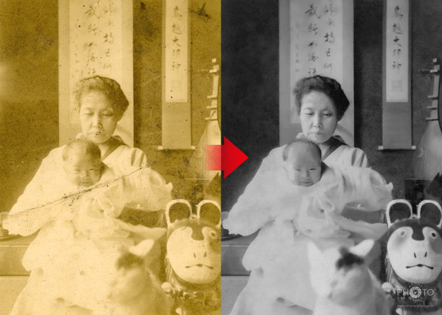 写真修復・修整基本作業例 難易度D　¥23,100（税込）