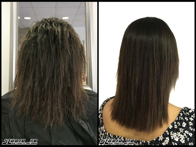 Kerasilk Keratin permanente Haarglättung extreme hair-straightening permanent straightening vorher-nachher