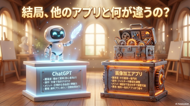 ChatGPTと他のアプリを比較