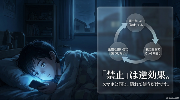 「AIを禁止すること」 ではなく、  “AIを使いながら、親子でも話せる環境を作ること”  だと思います。