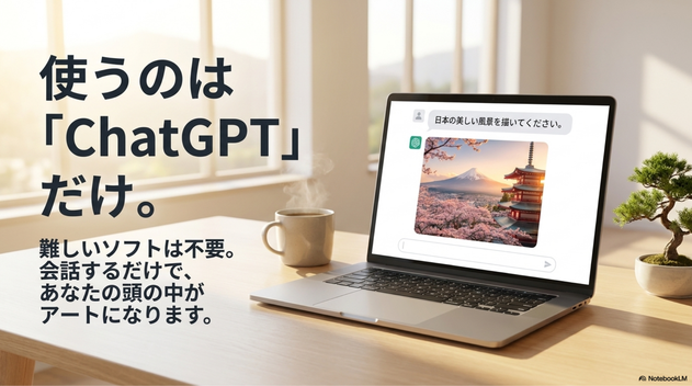 専門ツールからではなく、ChatGPTだけで始められるのが特徴です