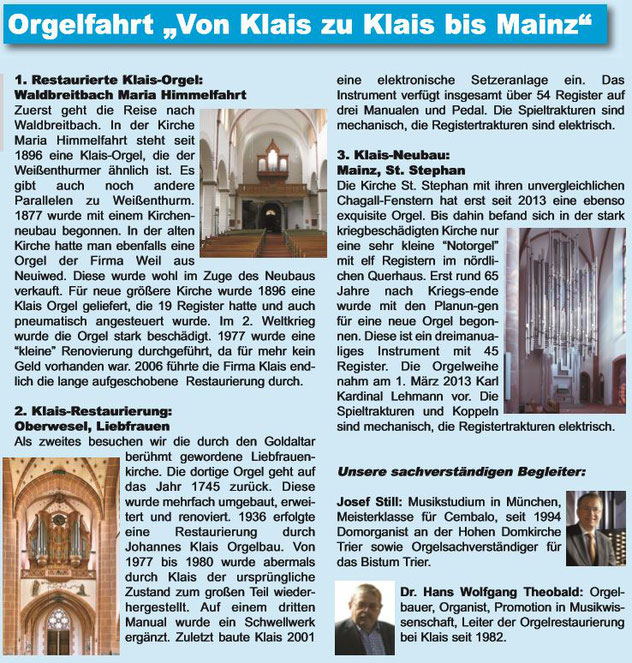 Orgelförderverein, Orgelfahrt, Klais-Orgel, Hl. Dreifaltigkeit, Weißenthurm