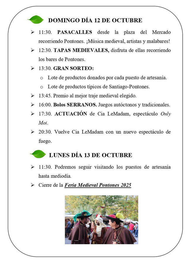 Programa del Mercado Medieval de Pontones