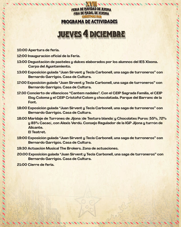 Programa de la Feria de Navidad de Jijona