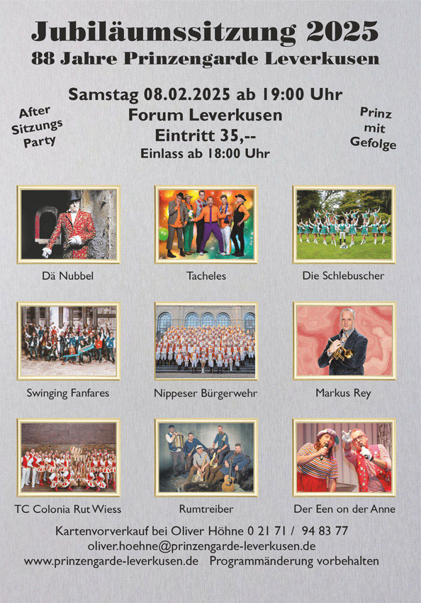 Karneval feiern in Leverkusen - Kostümsitzung der Prinzengarde Leverkusen