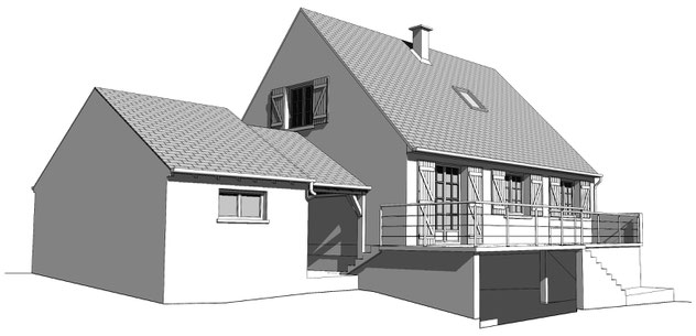 élévation en 3d pour dossier de permis de construire, réalisée sur sketchup pro