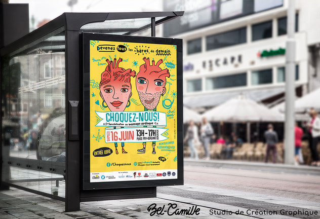 Affiche Abris-bus de Studio Bel-Camille, pour l'évènement Choquez-nous à Bordeaux