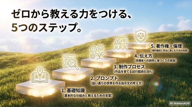 AIアート講師資格認定講座では、  AIアートを教えるために必要な基礎と実践を学びます。