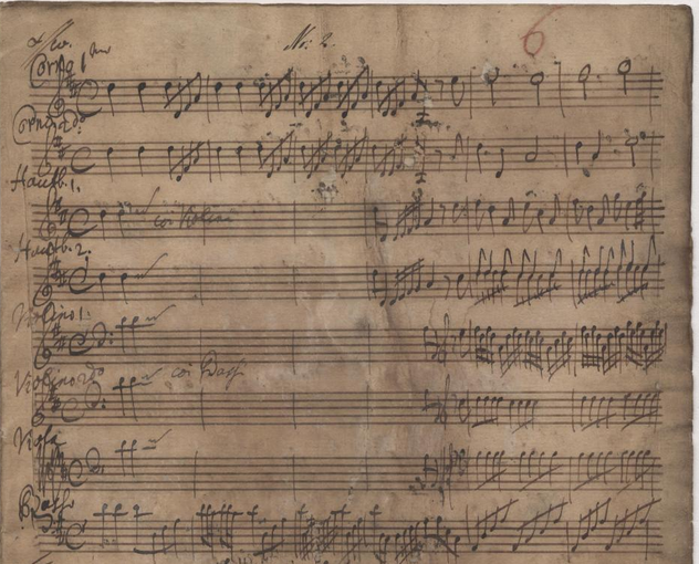 Beginning of the Vivace, top left Pisendel's Christus signum α//ω 