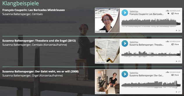 Klangbeispiele sind via Soundcloud in die Website eingebaut.