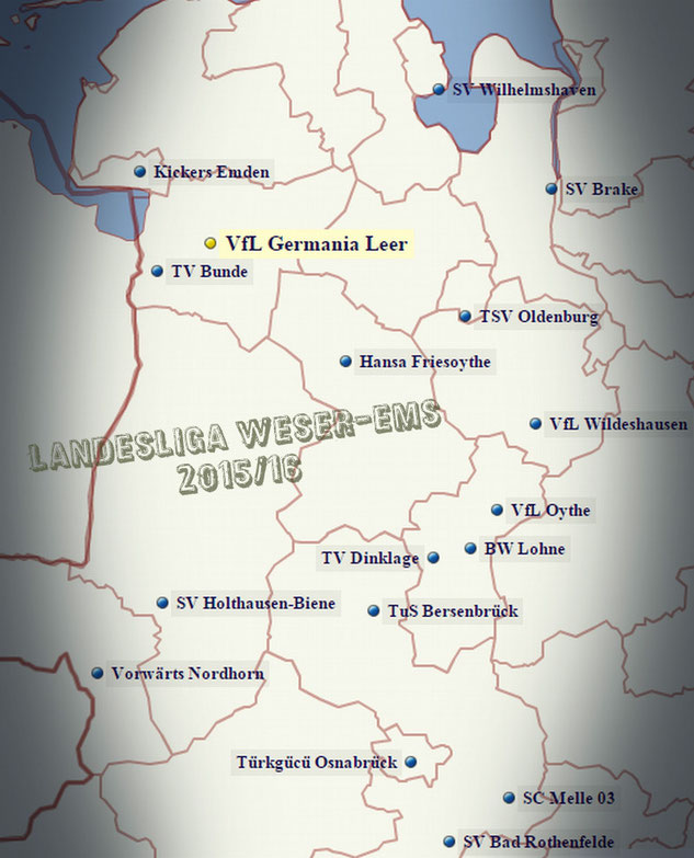Wohin muss der VfL in der Saison 2015/16 reisen? Die Karte der Landesliga-Weser