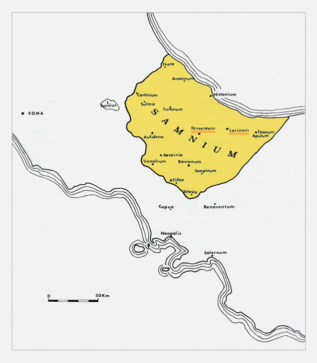 provincia Samnii intorno al 346 d.C.