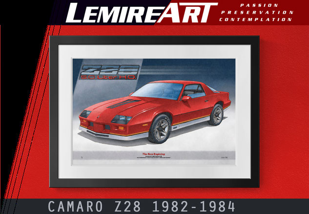 Early 3rd generation Flame Red Camaro Z28 limited edition print