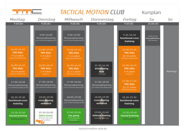 Kursplan vom Tactical Motion Club