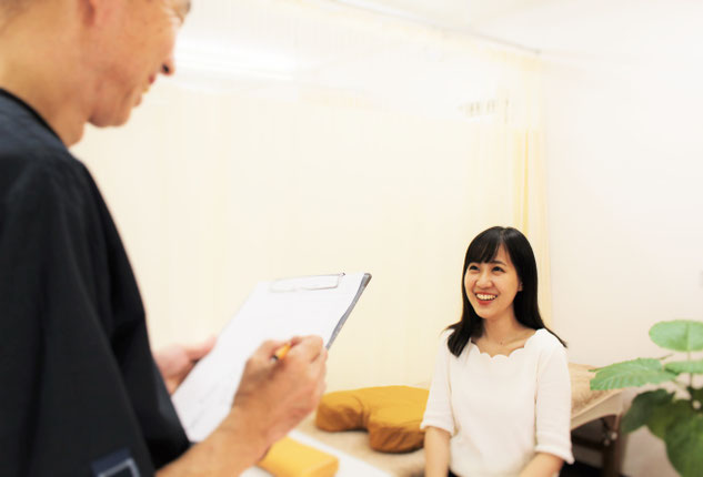 問診：頭痛の状態、これまでの経緯などを伺います。