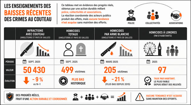 Les progrès contre les crimes à couteau