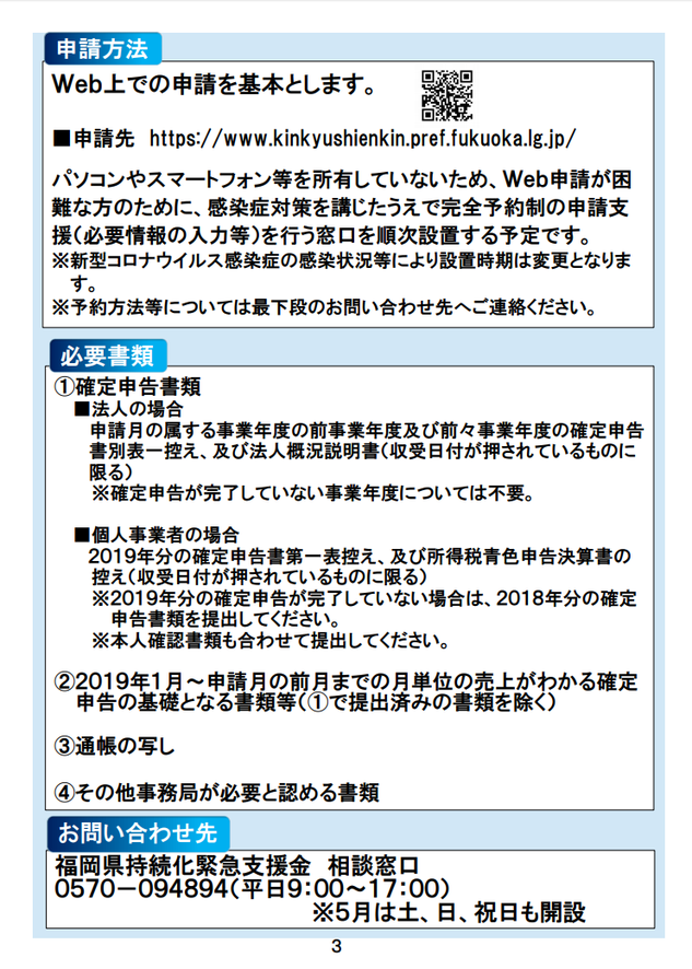 福岡県中小企業緊急支援金：申請方法・必要書類・問い合わせ先