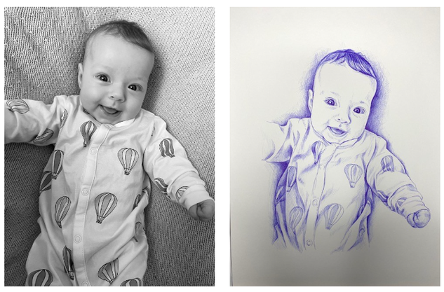portrettekening baby