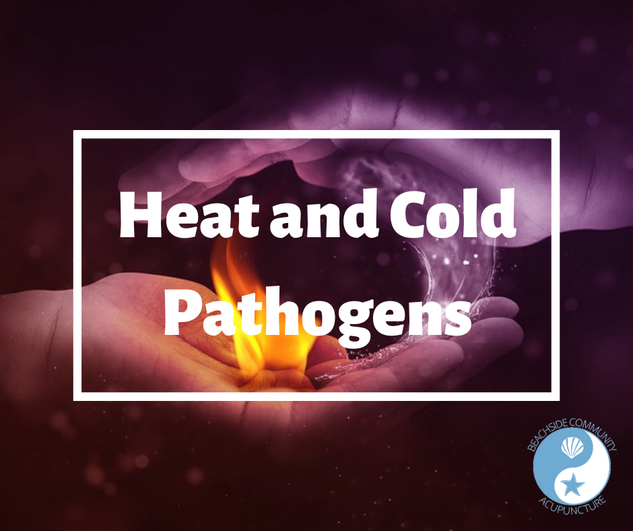 Heat and Cold Pathogens over a hand filled with fire and a hand filled with cold water - Beachisde blog