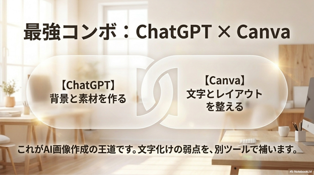初心者におすすめなのは、ChatGPTとCanvaの組み合わせです。