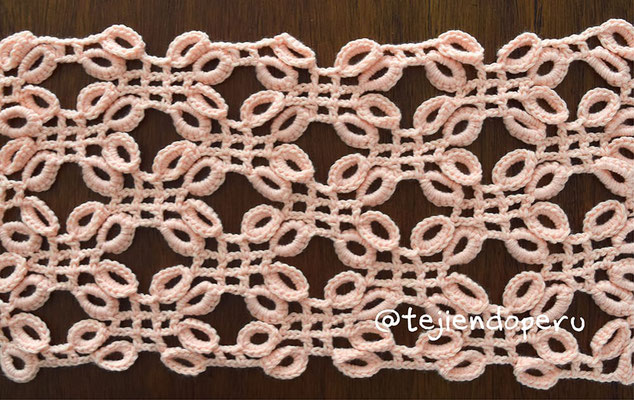 Punto argollas y cuadrados imitación macramé tejido a crochet