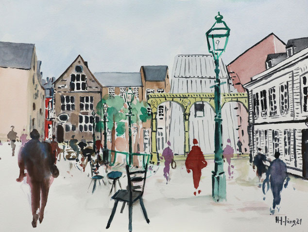 "Aachen Hof" (Aquarell), 40 cm x 30 cm