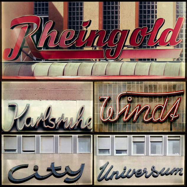 Alte Schriftzüge und Leuchtschriften aus Karlsruhe: Wunderbare Artefakte aus einer vergangenen Zeit. Als Plakat oder einzeln auf Forex.