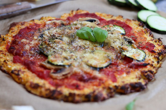 low carb Pizza aus Blumenkohl