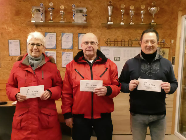 2. Platz Petra Hansen - 1. Platz Hannes Petersen - 3. Platz Norbert Lehmann