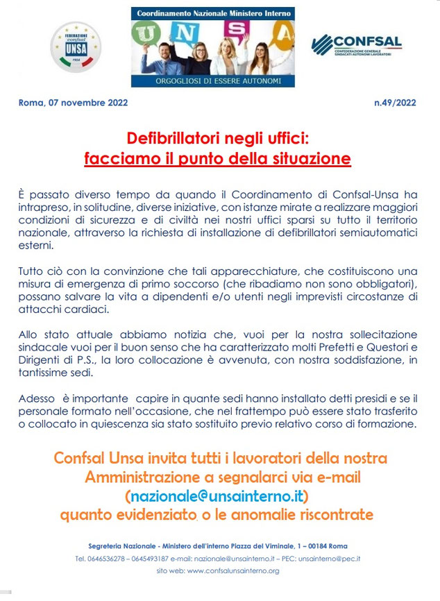 foto volantino coordinamento interno sul tema dei defibrillatori