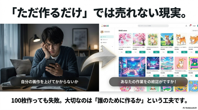 AI画像は作るだけではなく、  価値を高める工夫が重要です。