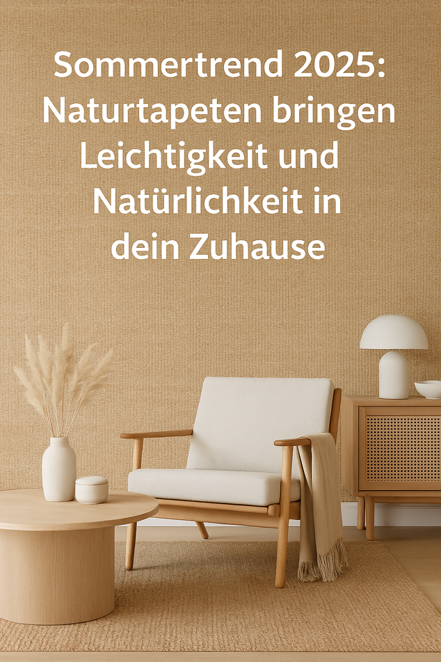 Raum mit Korktapete und Juteteppich