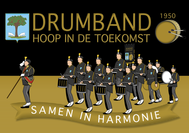 Dirk Van Bun Communicatie & Vormgeving - Illustratie oorkonde/geschenk Drumband 'Hoop in de Toekomst'