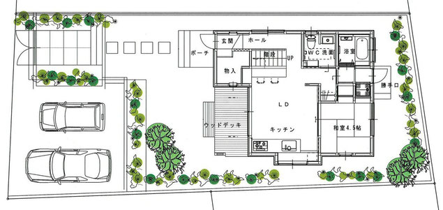 岡山 灘崎 新月の木の家 平面図 岡山 住宅 建築の設計 建築家ー宇川建築計画事務所