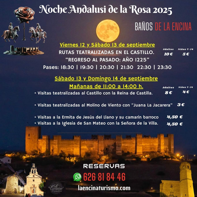 Programa de la Noche Andalusi de la Rosa en Baños de la Encina