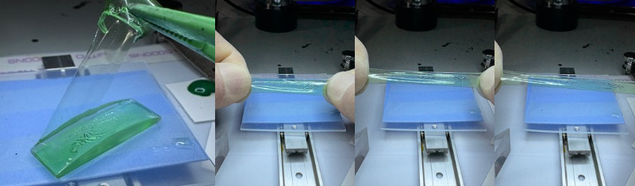 液体マスキング剤を硬化後に剝がしたもの。強度が強く切れにくい。