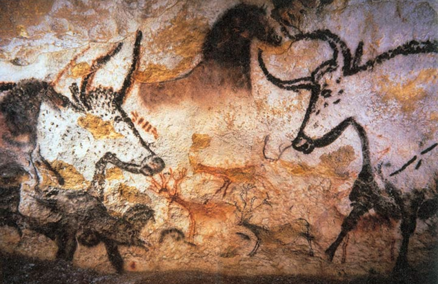 有名なラスコー洞窟の壁画（２万年前）フランス人の少年達が穴に落ちた犬を助けた際に洞窟を見つけた。