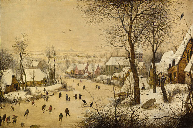 Paysage d'hiver avec patineurs et trappe aux oiseaux, Brueghel l'Ancien, 1565
