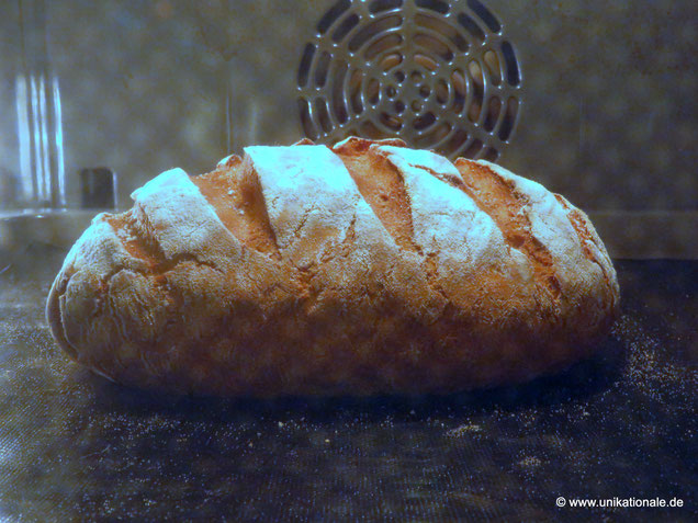 Weizensauerteig-Mischbrot im Ofen