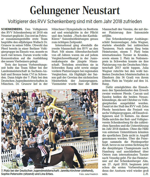 Veröffentlicht mit freundlicher Genehmigung. Quelle: Leipziger Volkszeitung vom 29. Dezember 2018 | Regionalausgabe "Delitzsch-Eilenburg" | Seite 33