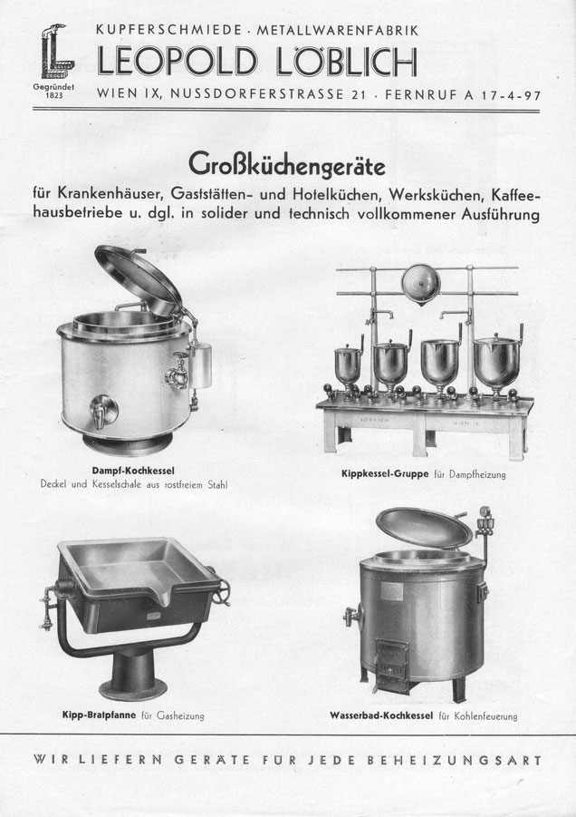 Aus dem Kochgeräte Lieferprogramm 1950