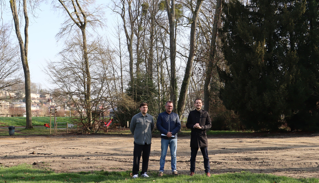 De gauche à droite : Thomas Lamy directeur des Sports, Frédéric Buchard directeur des Services techniques et Sébastien Eugène maire de Château-Thierry. ©Photos/Ville Château-Thierry 2026.