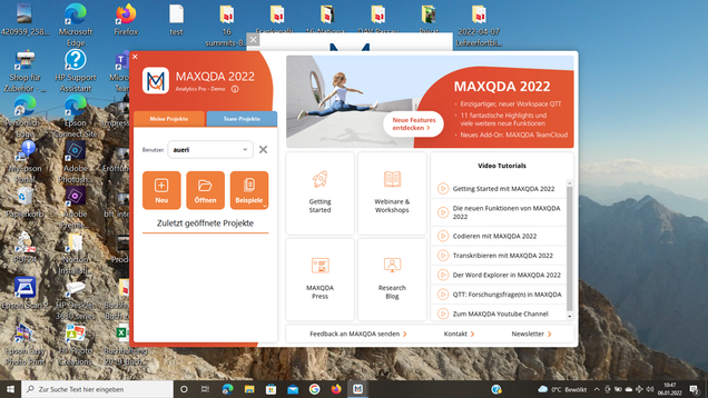 Screenshot aus der Testversion von MAX QDA2022