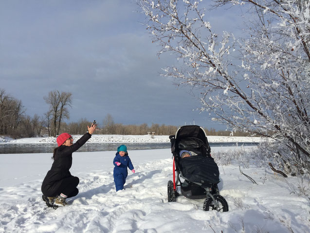 Winter walks with baby in Bob Revolution Stroller