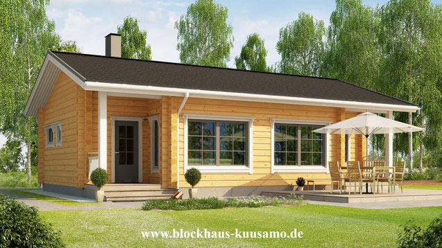 Kleines Blockhaus als Bungalow – 88 m² Wohnkomfort aus massivem Holz