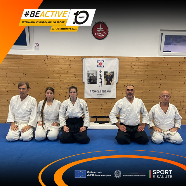 Neami sensei assieme ad alcuni degli allievi dell'Aiki Shuren Dojo Trieste