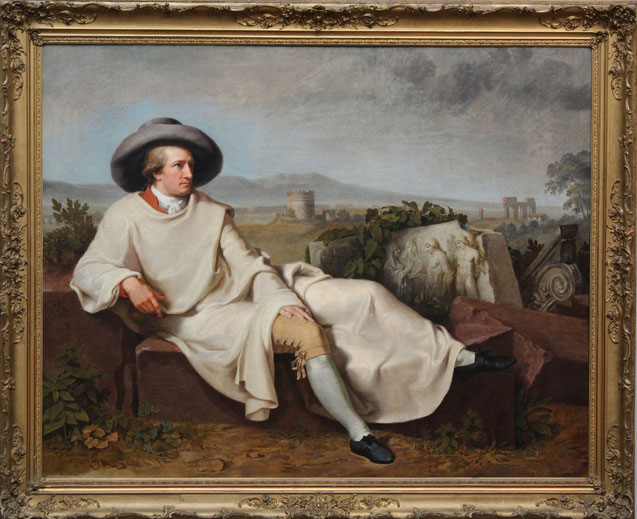 Goethe in der Campagna (auch: Goethe in der römischen Campagna) - Gemälde von Johann Heinrich Wilhelm Tischbein, 1787, Öl auf Leinwand 164 × 206 cm Städel, Frakfurt/M., Foto: B. Riedl