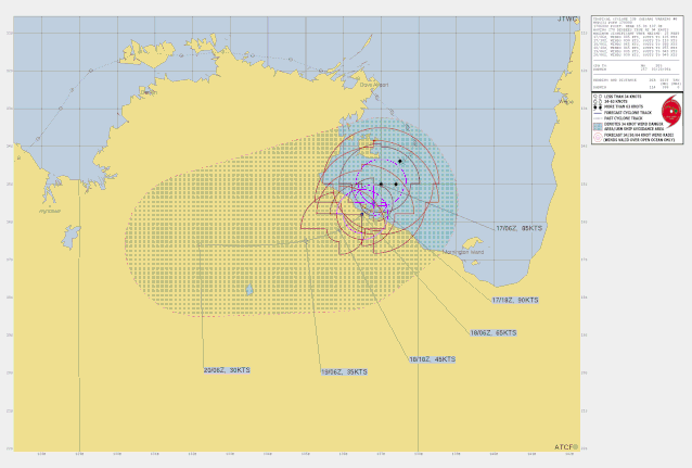 Track map of Servere Tropical Cyclone Megan in the Gulf of Carpentaria. March 18 2024. From JTWC.