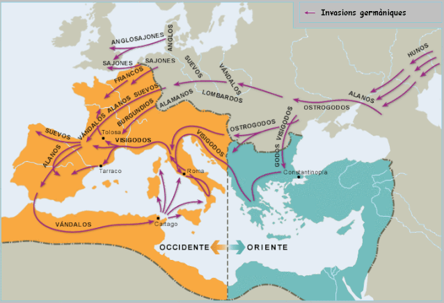 La divisió de l'Imperi i les invasions germàniques